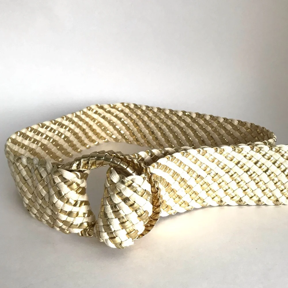 Vintage Thick Gold Cream Belt (XL)